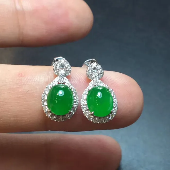 Natural Jade Earrings Jadeite Earrings NEG16