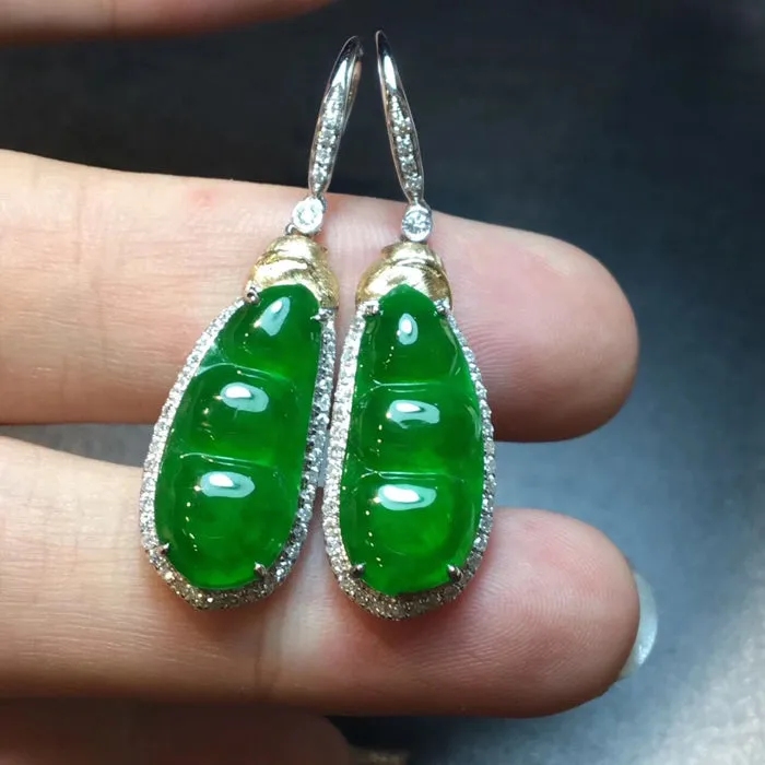 Natural Jade Earrings Jadeite Earrings NEG34