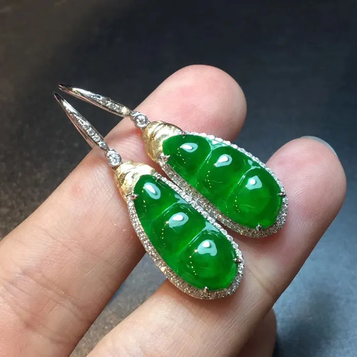 Natural Jade Earrings Jadeite Earrings NEG34