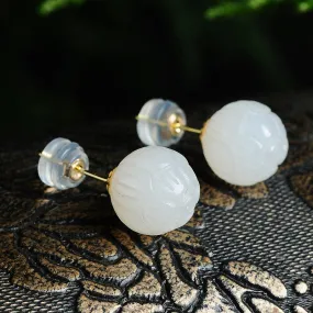 Natural Jade Earrings Nephrite Gold Earrings EG95