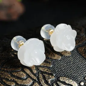 Natural Jade Earrings Nephrite Gold Earrings WE16