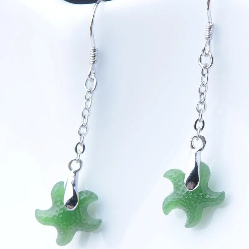 Natural Jade Earrings Nephrite Silver Earrings NE150