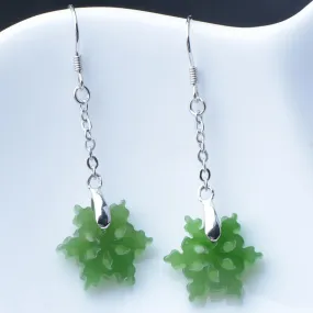 Natural Jade Earrings Nephrite Silver Earrings NE151