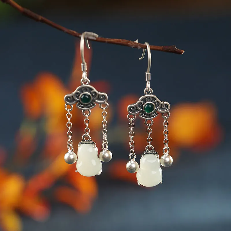 Natural Jade Earrings Nephrite Silver Earrings ZNE137