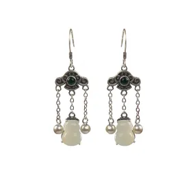 Natural Jade Earrings Nephrite Silver Earrings ZNE137