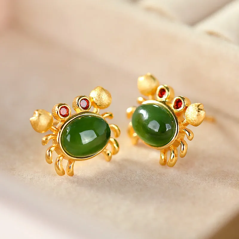 Natural Jade Earrings Nephrite Silver Earrings ZNE257