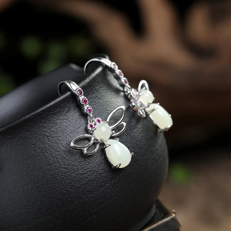 Natural Jade Earrings Nephrite Silver Earrings ZNE482