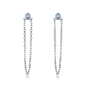 Natural sky blue topaz drop earrings for women