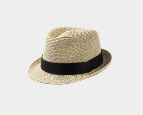 Natural Tan Short Brim Fedora Hat - The St.Tropez