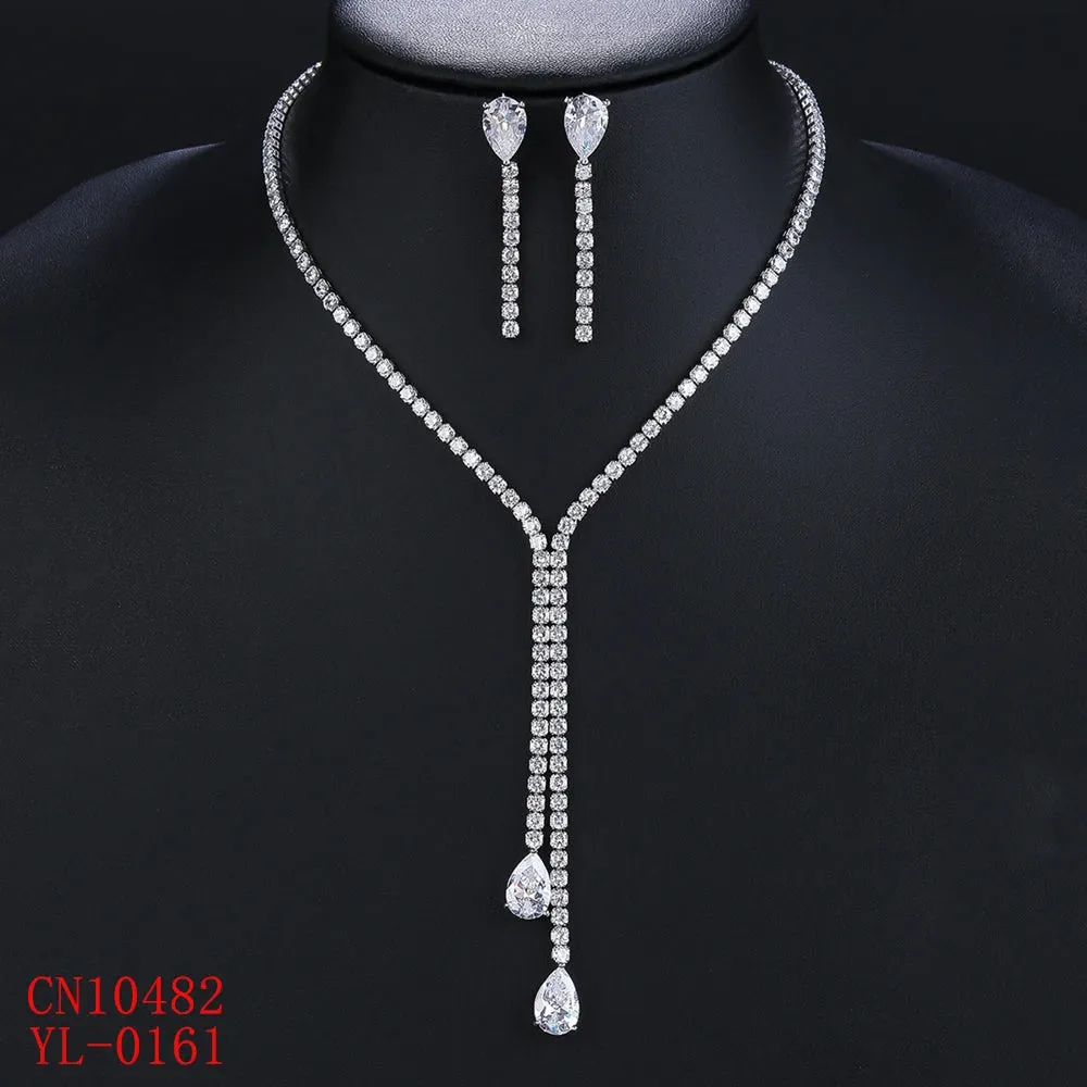 New Design Simple 3A Zircon Drop Shape Women High Quality Party  Wedding Jewelry CN10482