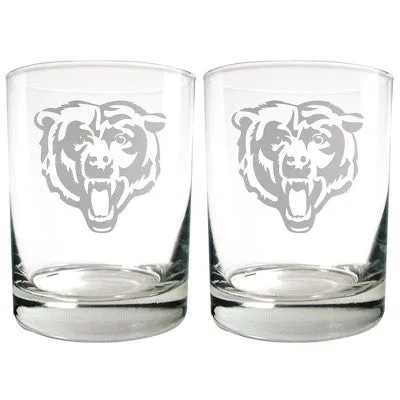 NFL Chicago Bears Laser Etched Rocks Glass Set - 2pc