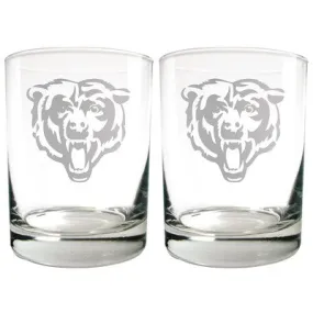 NFL Chicago Bears Laser Etched Rocks Glass Set - 2pc