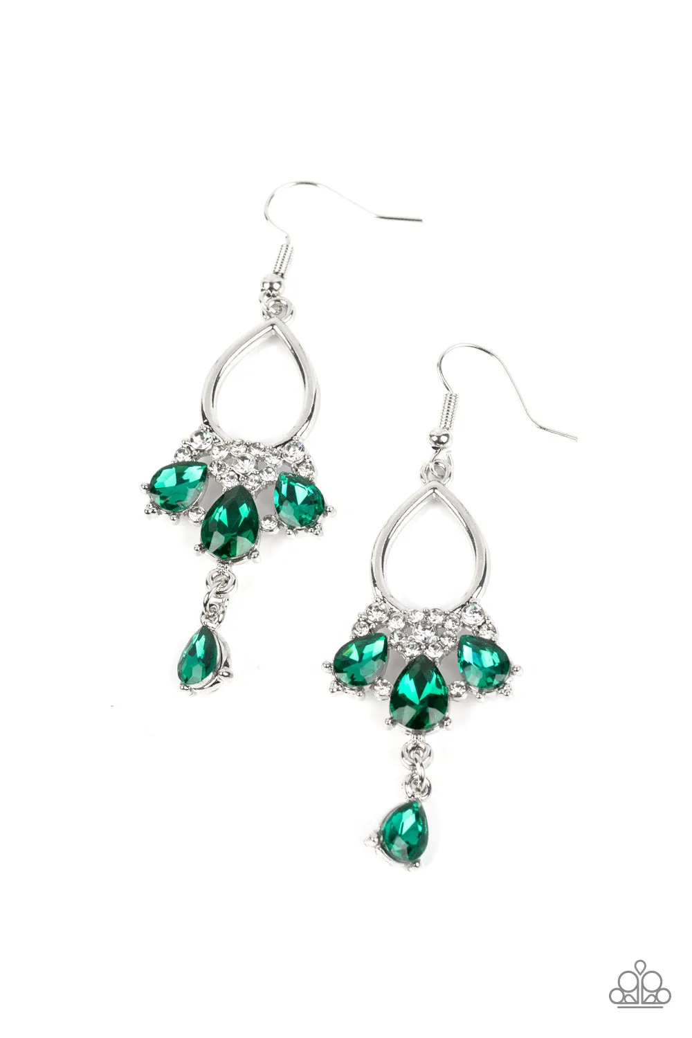 Open Door Jewelry - Coming in Clutch - Green Earrings - Paparazzi Accessories