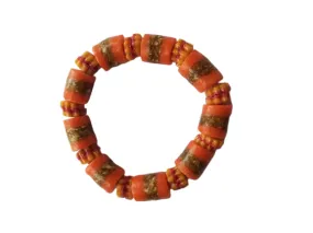 Orange Hues Bella Africa Krobo Bead Stretch Bracelet