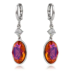 Orange Swarovski Crystal Oval Drop Earrings