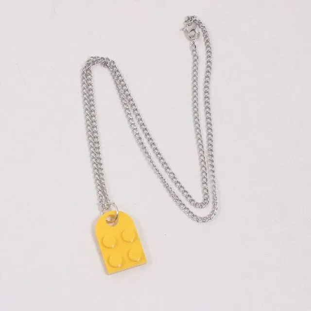 paired necklace legos brick heart pendant necklace for lovers couples cute Friendship Women Men Couple collars bff choker chain