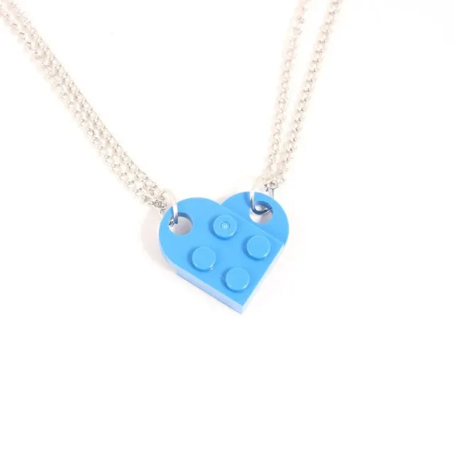 paired necklace legos brick heart pendant necklace for lovers couples cute Friendship Women Men Couple collars bff choker chain