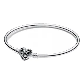 Pandora Sterling Silver Celestial Heart Clasp Bangle