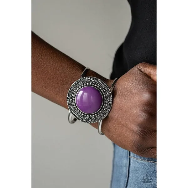 Paparazzi "Tribal Pop - Purple" Oversized Faux Stone Cuff Bracelet