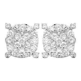 Pave Solitaire Diamond Earrings .69cttw 10K Yellow Gold