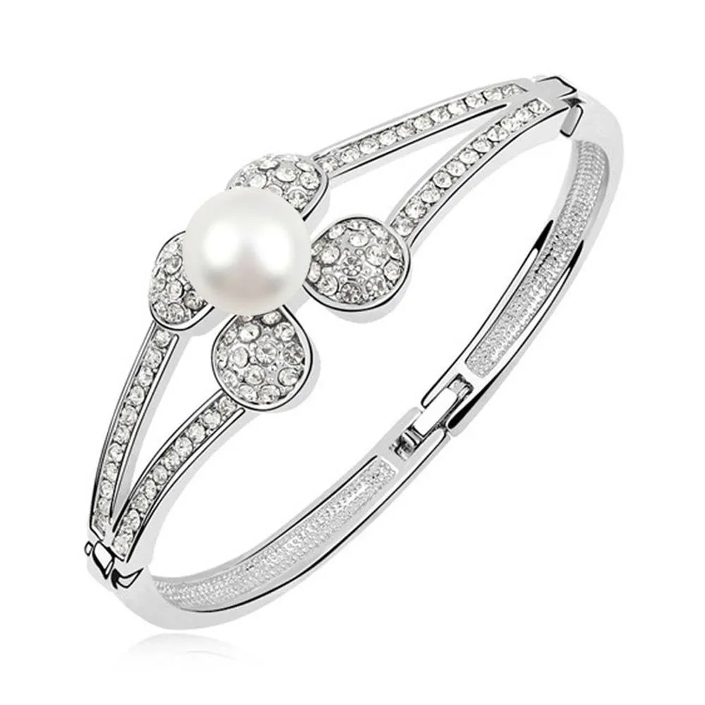 Pearl Bangle Embellished with SWAROVSKI Crystal Pearls and SWAROVSKI crystals