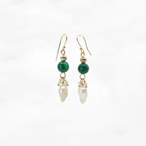 Pearl Feather Jade Earrings