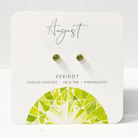 Peridot Stud Earrings, Birthday Gemstone - August