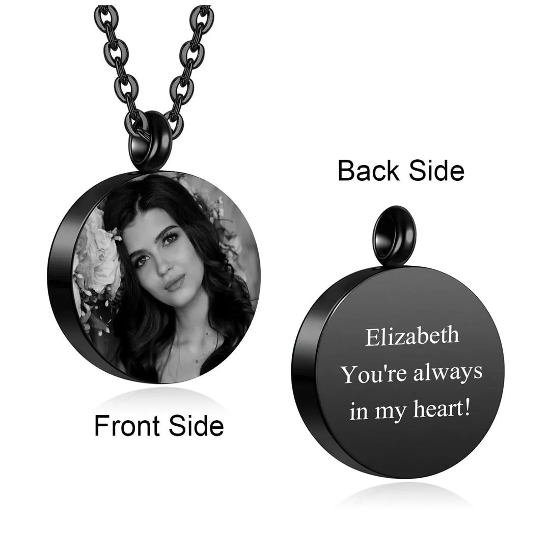 Personalized Photo Text Cremation Urn Necklace for Ashes| Jovivi