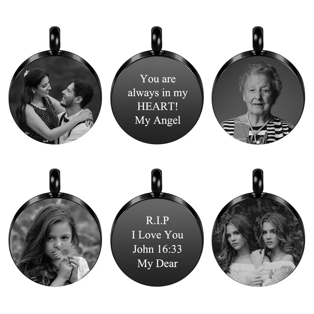 Personalized Photo Text Cremation Urn Necklace for Ashes| Jovivi