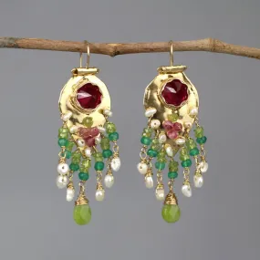 Pink Zircon Peridot Sherazade Earrings