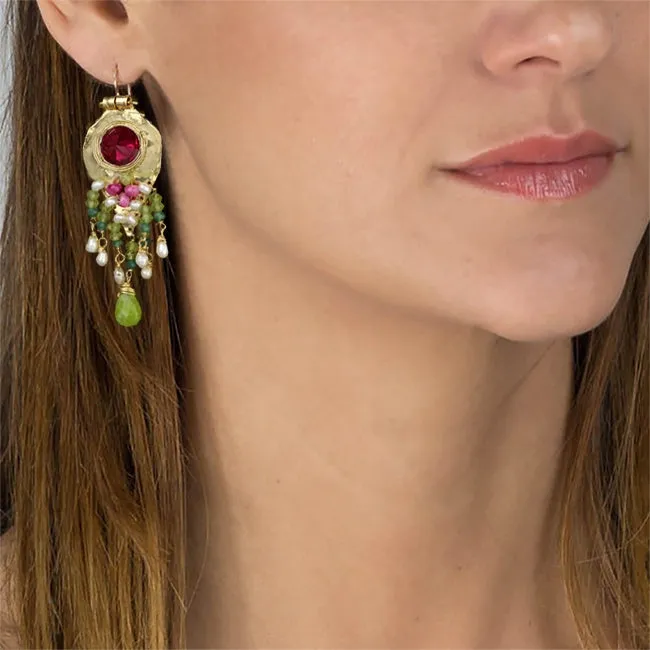 Pink Zircon Peridot Sherazade Earrings