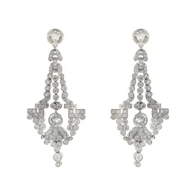 Platinum Diamond Chandelier Dangle Earrings