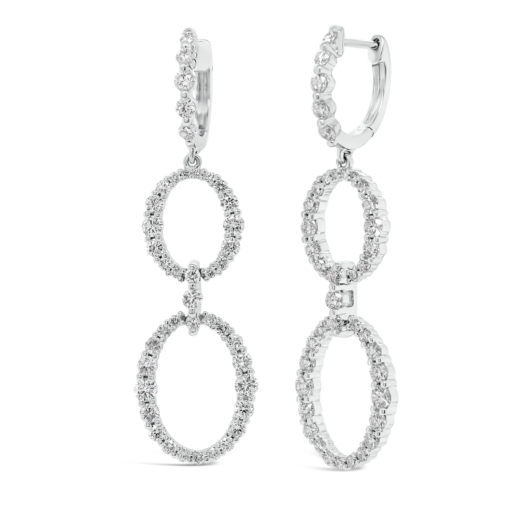 Prong-Set Diamond Oval Dangle Earrings