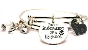 Proud Grandparent Of A US Sailor Expandable Bangle Bracelet Set