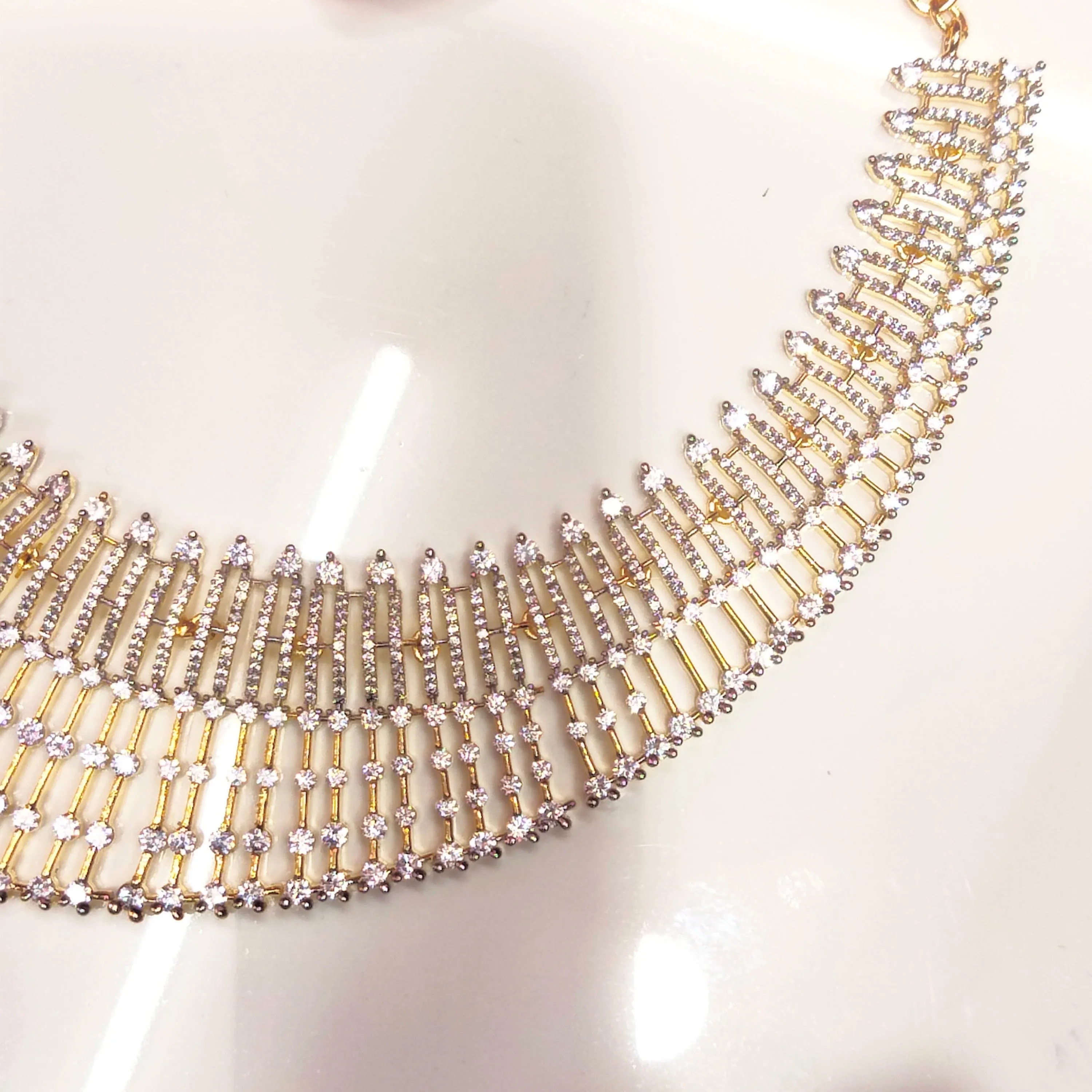 "Dazzle and Shine with Asp Fashion Jewellery's Glamorous American Diamond Necklace: Show-stopping Elegance for Every Occasion"