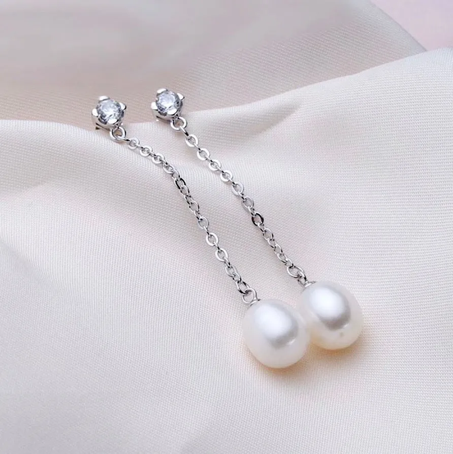 "Dolly" - Freshwater Pearl and Sterling Silver Bridal Earrings