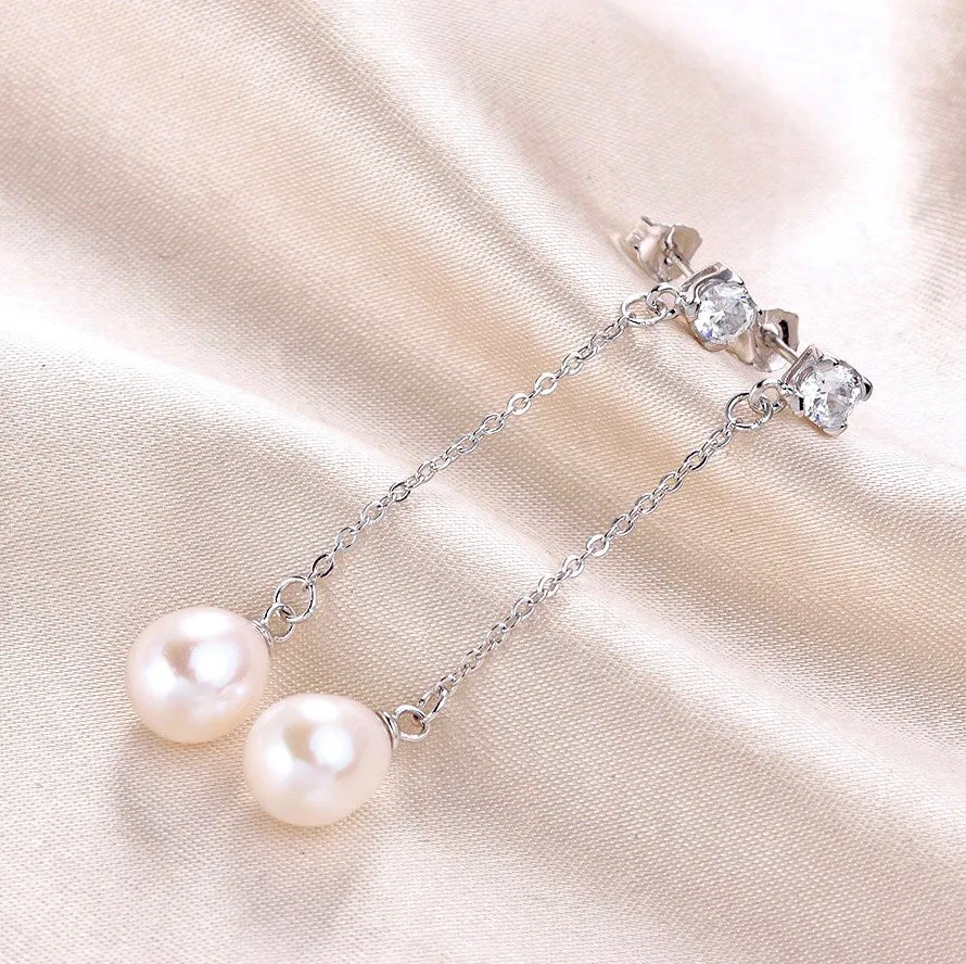 "Dolly" - Freshwater Pearl and Sterling Silver Bridal Earrings