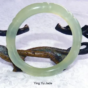 "Dynasty" Carved Chinese Jade Bangle Bracelet 56mm (NJ-CARV-31-56)