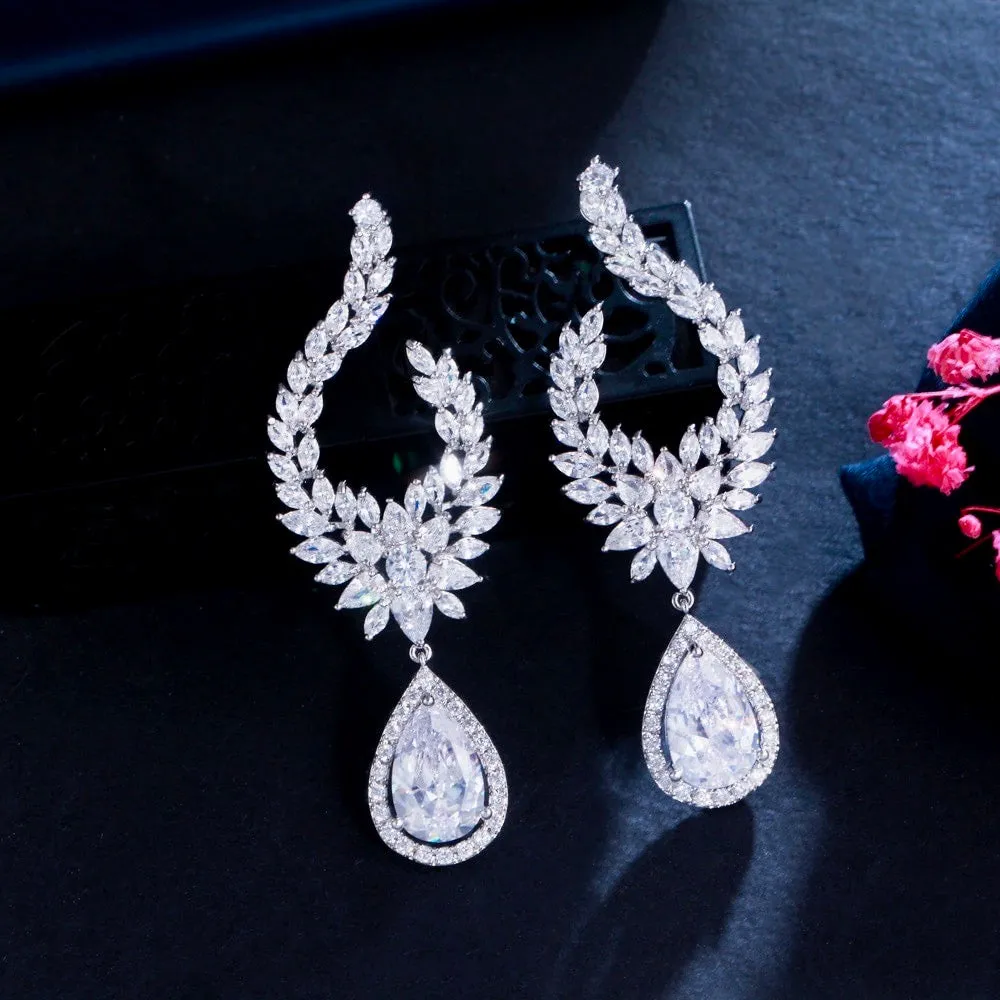 "Glenda" - Cubic Zirconia Bridal Earrings - Available in Silver and Gold