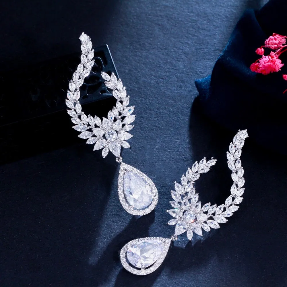 "Glenda" - Cubic Zirconia Bridal Earrings - Available in Silver and Gold