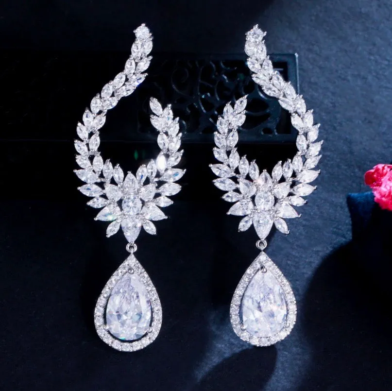 "Glenda" - Cubic Zirconia Bridal Earrings - Available in Silver and Gold