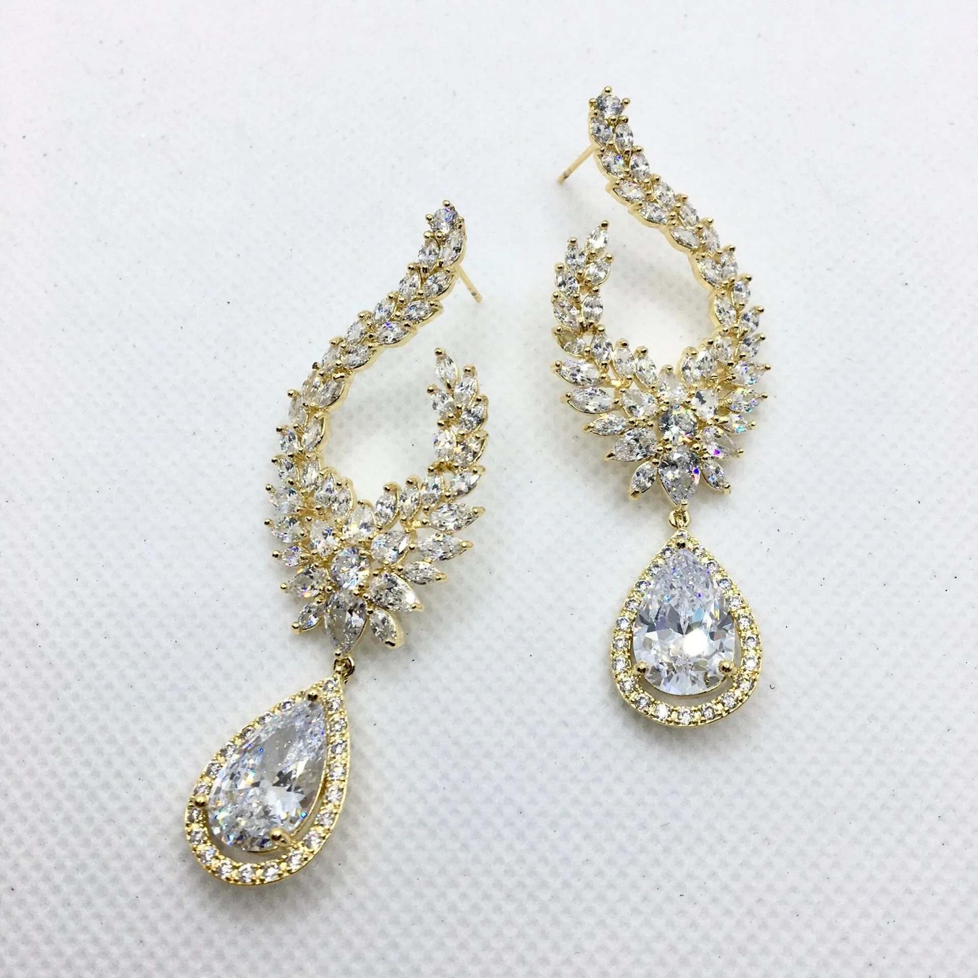 "Glenda" - Cubic Zirconia Bridal Earrings - Available in Silver and Gold