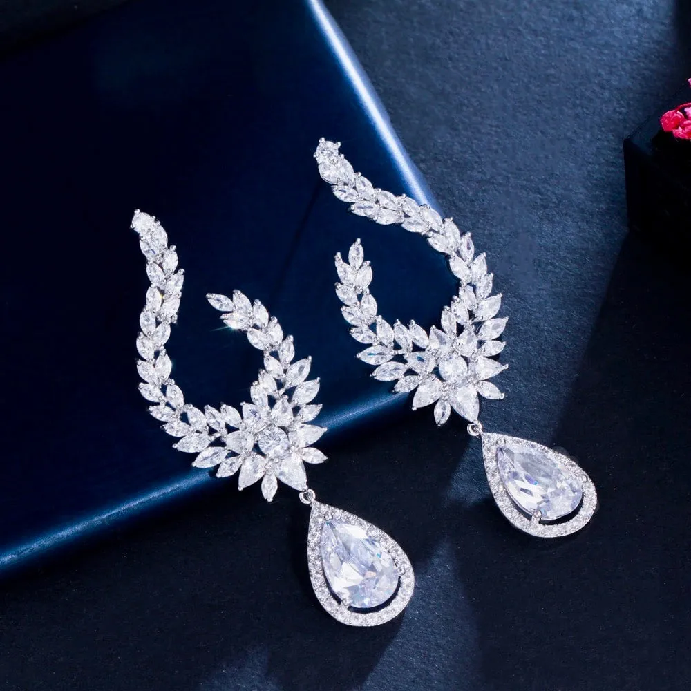 "Glenda" - Cubic Zirconia Bridal Earrings - Available in Silver and Gold