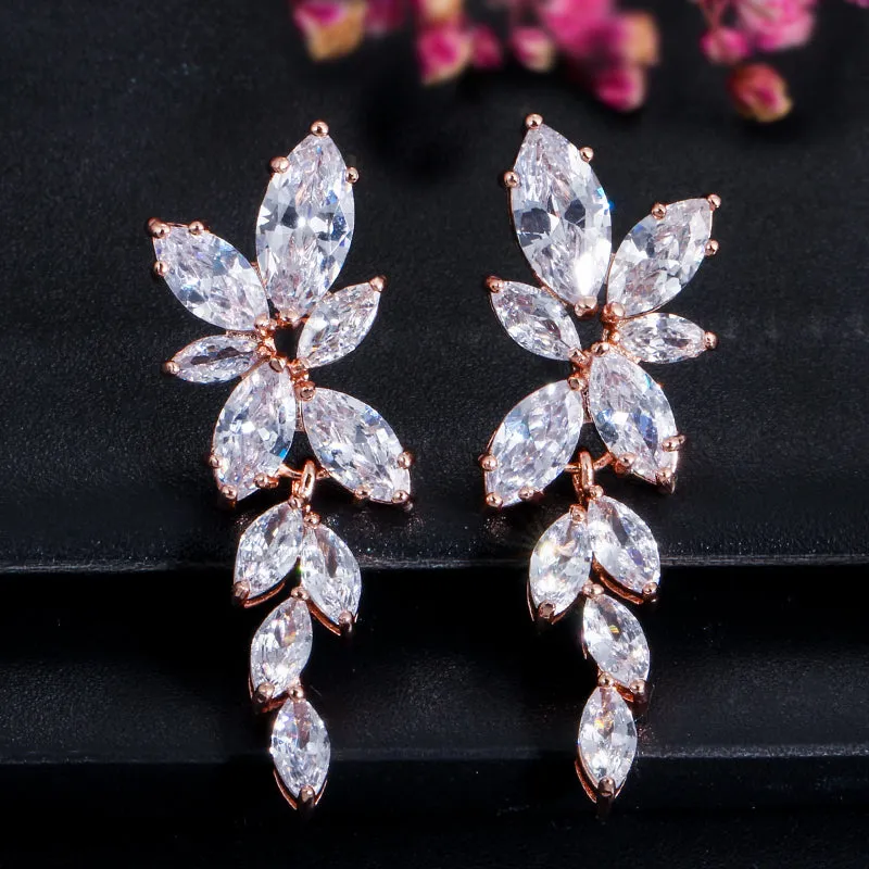 "Vivienne" - Cubic Zirconia Bridal Earrings - Available in Silver, Rose Gold and Yellow Gold