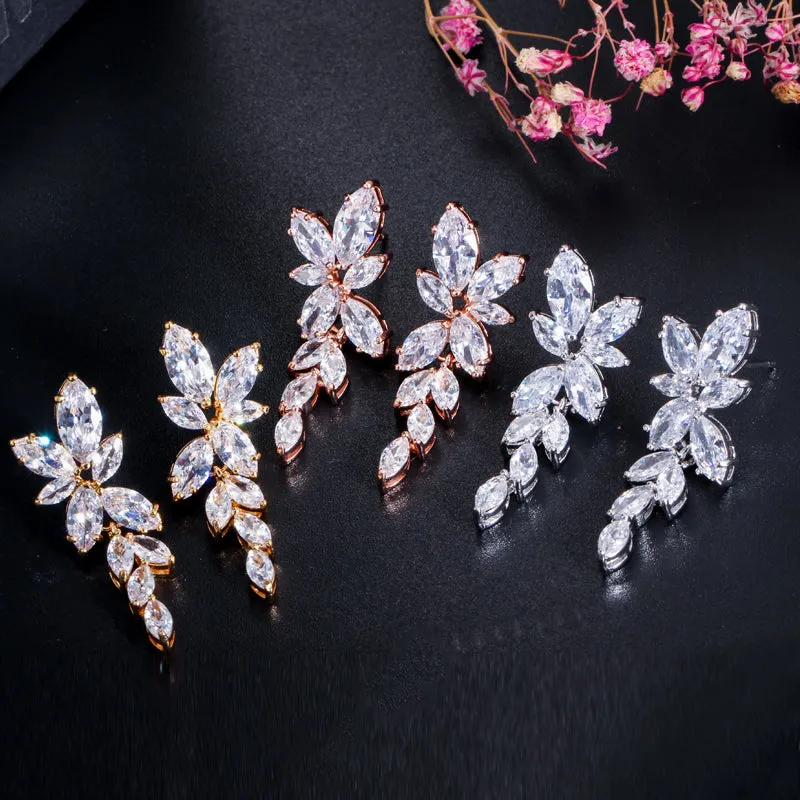 "Vivienne" - Cubic Zirconia Bridal Earrings - Available in Silver, Rose Gold and Yellow Gold