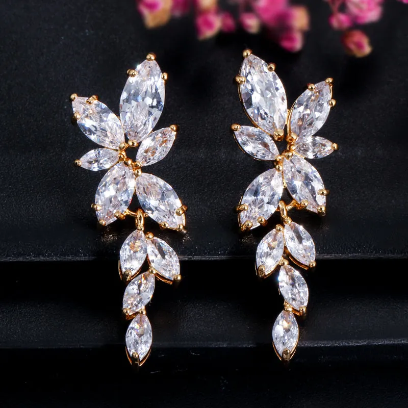 "Vivienne" - Cubic Zirconia Bridal Earrings - Available in Silver, Rose Gold and Yellow Gold