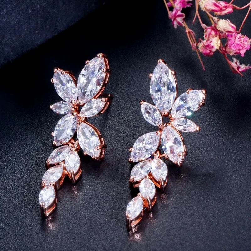 "Vivienne" - Cubic Zirconia Bridal Earrings - Available in Silver, Rose Gold and Yellow Gold