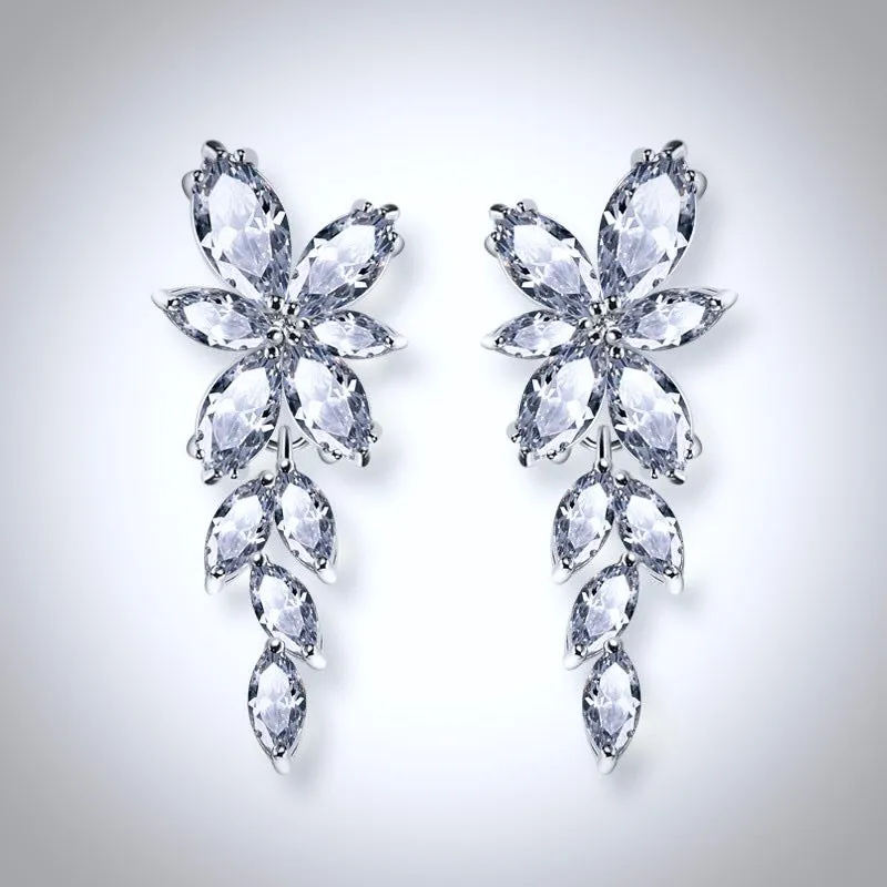 "Vivienne" - Cubic Zirconia Bridal Earrings - Available in Silver, Rose Gold and Yellow Gold