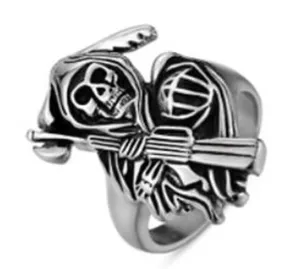 R103 Stainless Steel Reaper Biker Ring