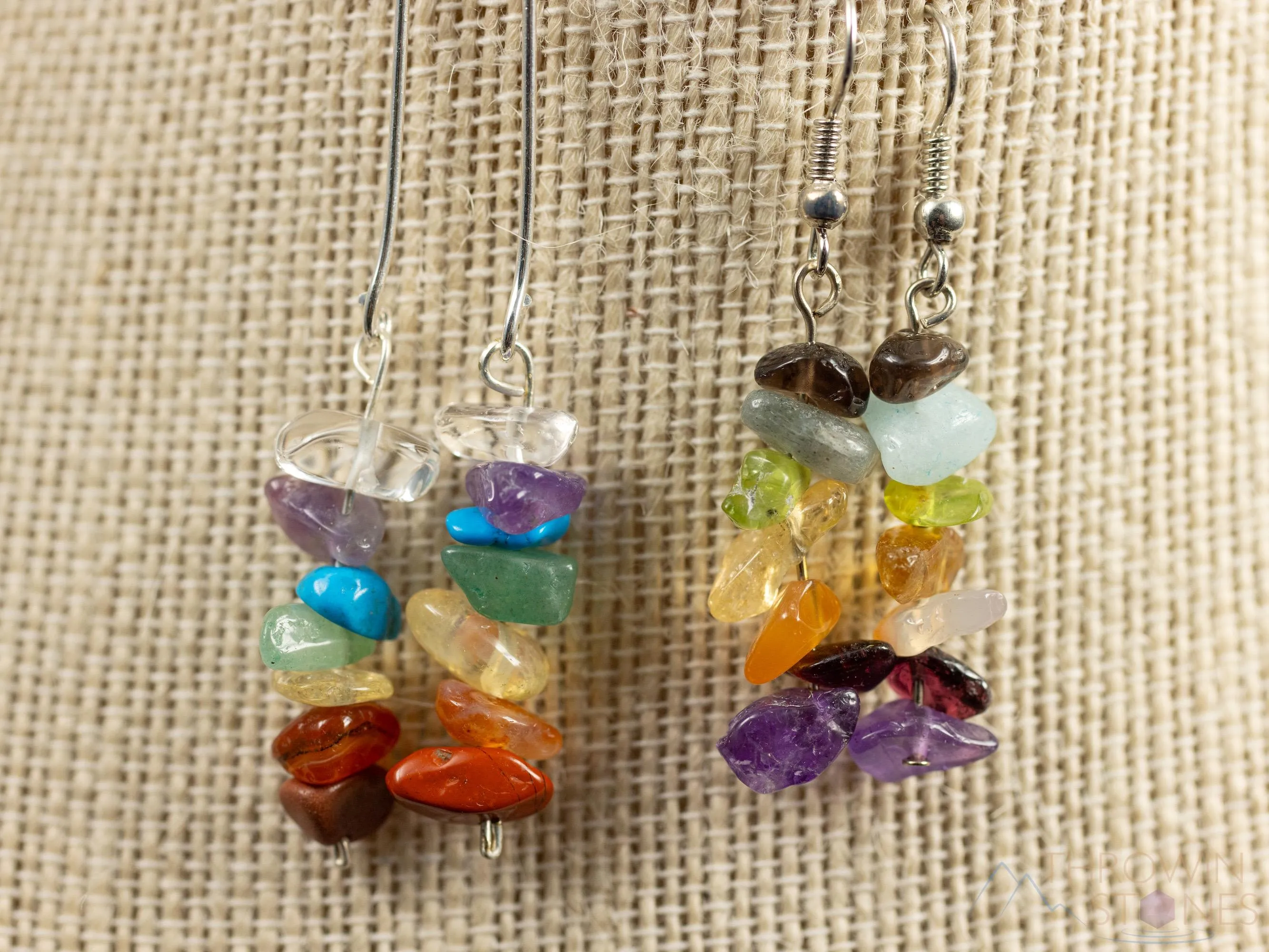 Rainbow CHAKRA Crystal Earrings - Dangle Drop Earrings, Gemstone Handmade Jewelry, Gift for Her, E1383